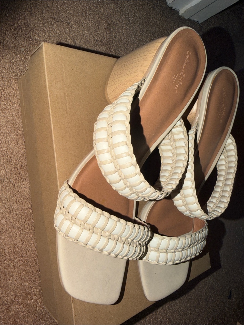 a new day Braided Double-Strap Slide Sandals - Cream